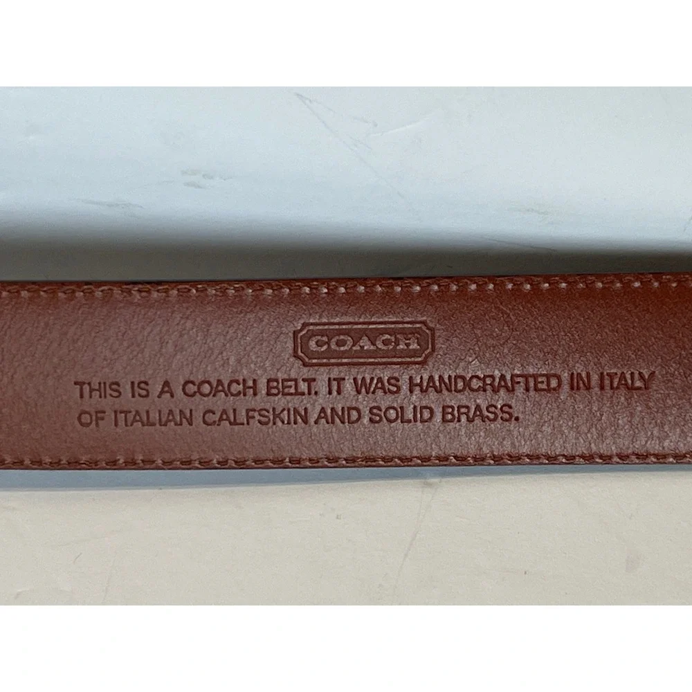 Coach Vintage Black Italian Calfskin Leather Belt 32 80cm Solid Brass Italy 3701